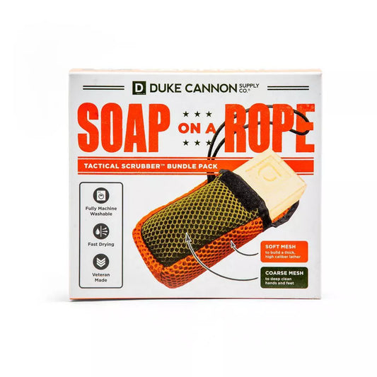 Duke Cannon Soap on a Rope Bundle Pack (Tactical Scrubber + Bourbon Soap)