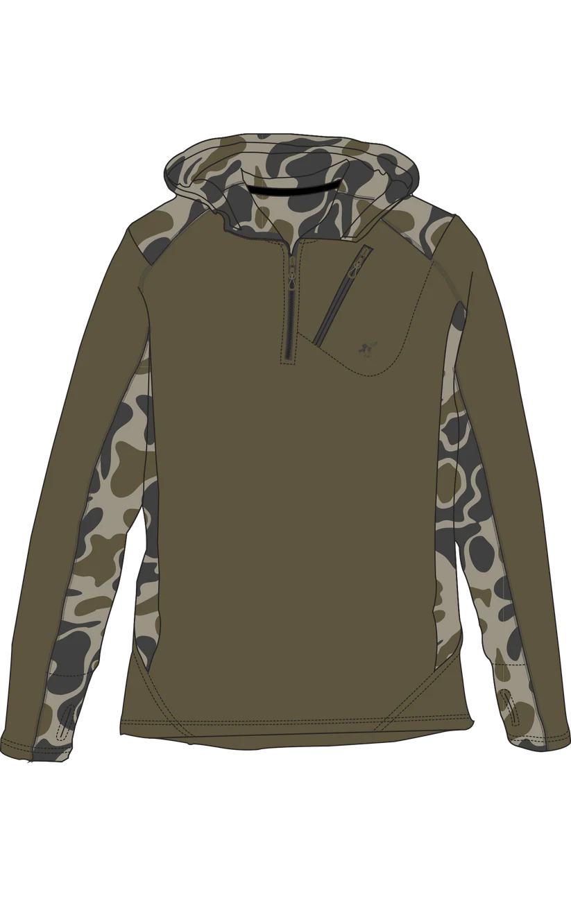 Prairie Oaks Waterfowl Outlaw Hoodie: Traditions Camo Olive