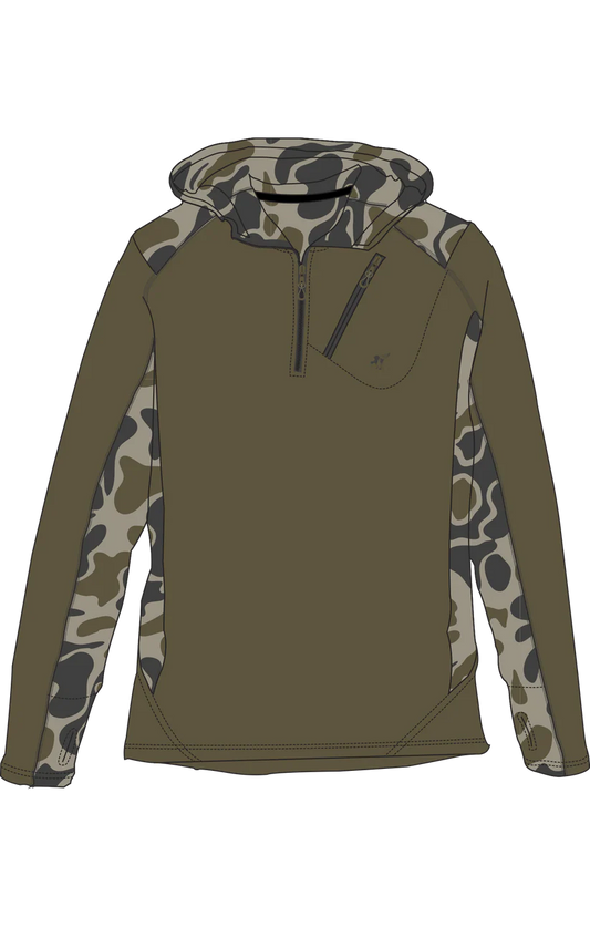 Prairie Oaks Waterfowl Outlaw Hoodie: Traditions Camo Olive