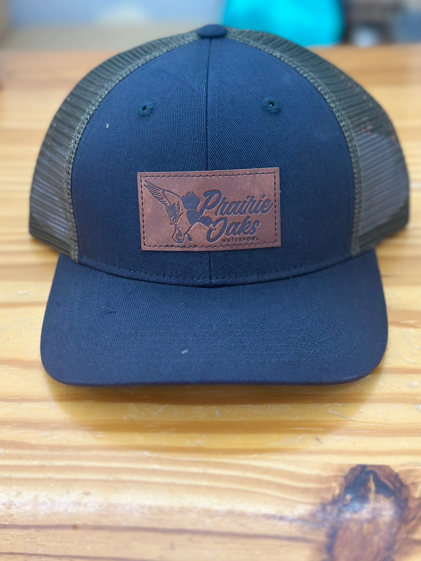 Prairie Oaks Waterfowl Leather Patch Trucker- Navy