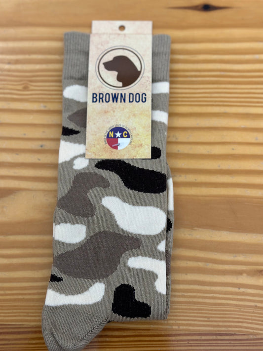 Brown Dog Old School Camo Socks- Khaki