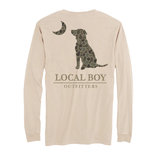 Local Boy Youth Brush Camo Dog & Moon LS Tee