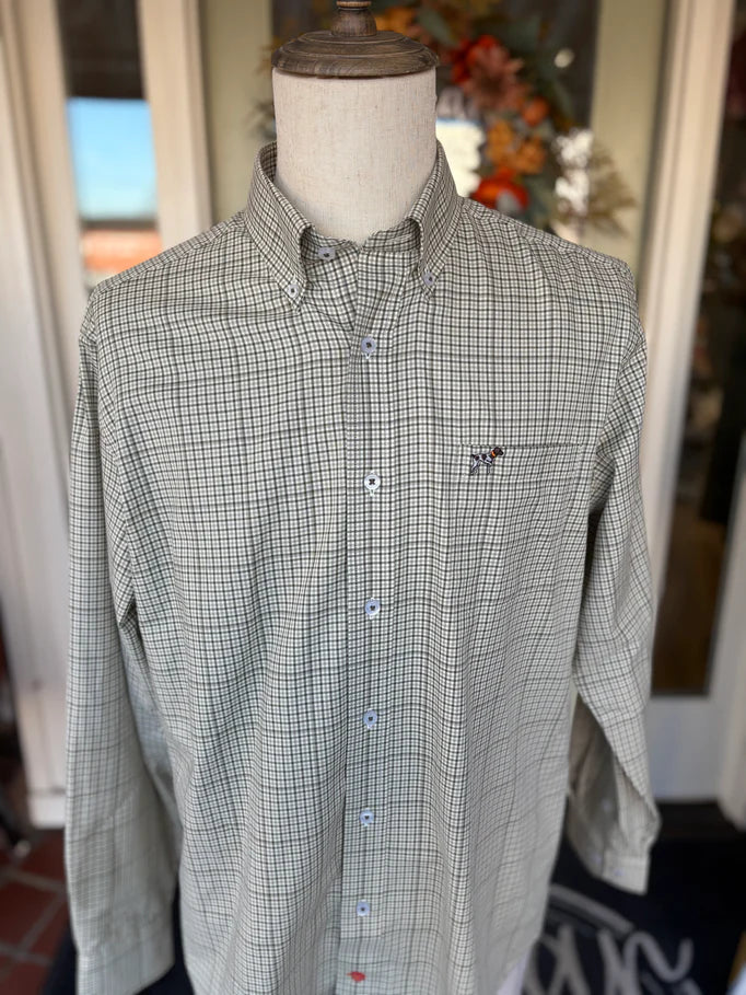 Southern Point Hadley Vintage Harper Button Down - Houndstooth Cream