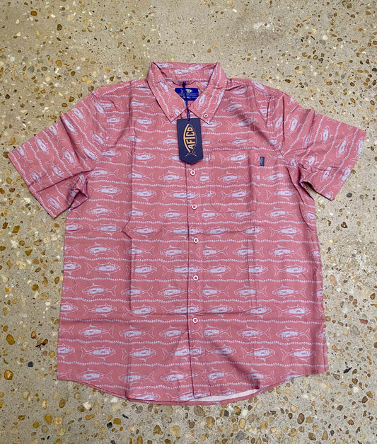 Aftco Boatbar SS Button Down Shirt - Soft Coral