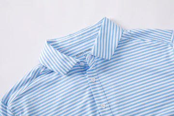 Meripex Men's Performance Polo- Micro Light Blue/White