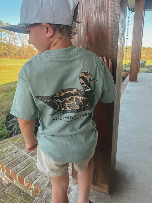 Southern Marsh Youth Vintage Duck Decoy Tee - Camo Burnt Sage