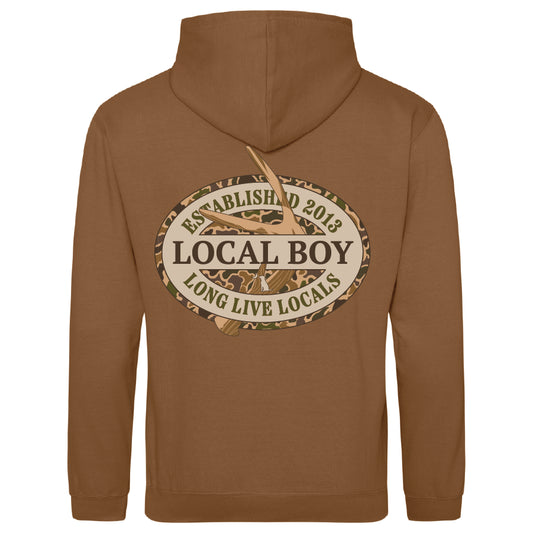 Local Boy Youth Old School Antler Oval Hoodie - Carmel Toffee