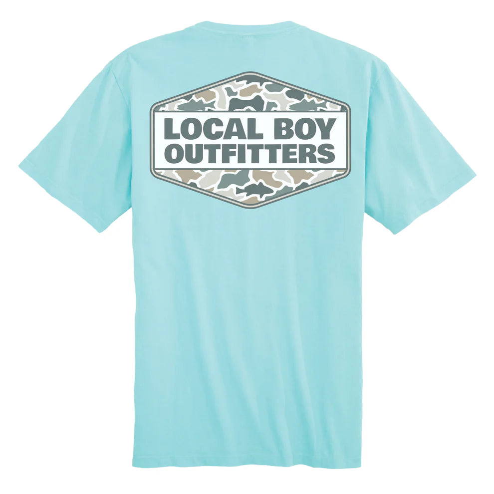 Local Boy Fish Camo Diamond Crest SS Tee - Aqua