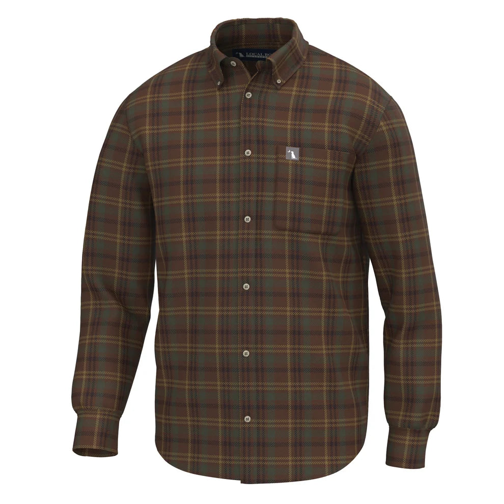 Local Boy Youth Robert Stretch Flannel - Dark Rust/Copper/Forest