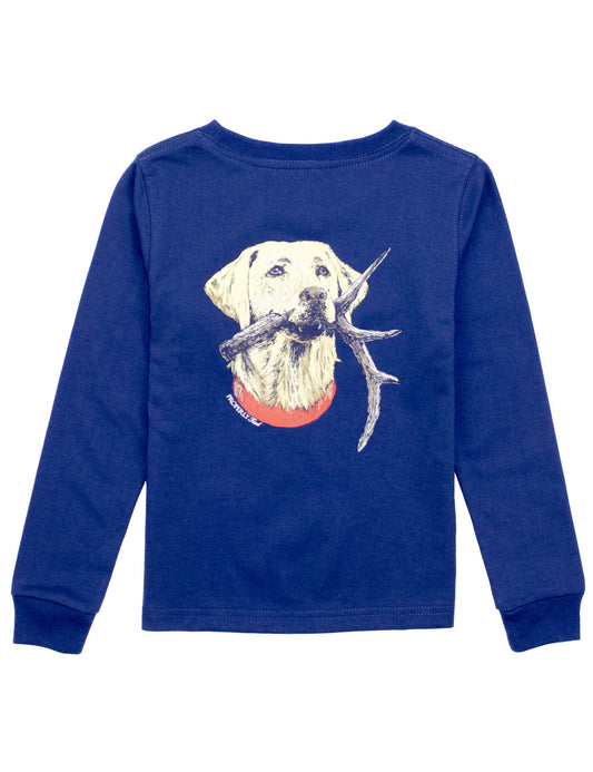 Properly Tied Youth Antler Lab LS Tee-River Blue