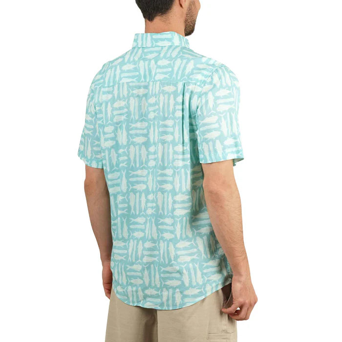 Aftco Boatbar S/S Button Down Fishing Shirt - Pastel Turquoise