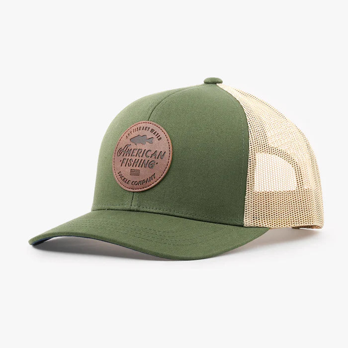 Aftco Lemonade Leather Trucker Hat - Olive