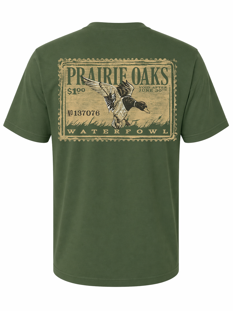 Prairie Oaks Vintage Duck Stamp Tee - Pine