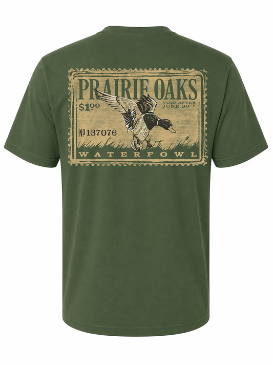 Prairie Oaks Vintage Duck Stamp Tee - Pine