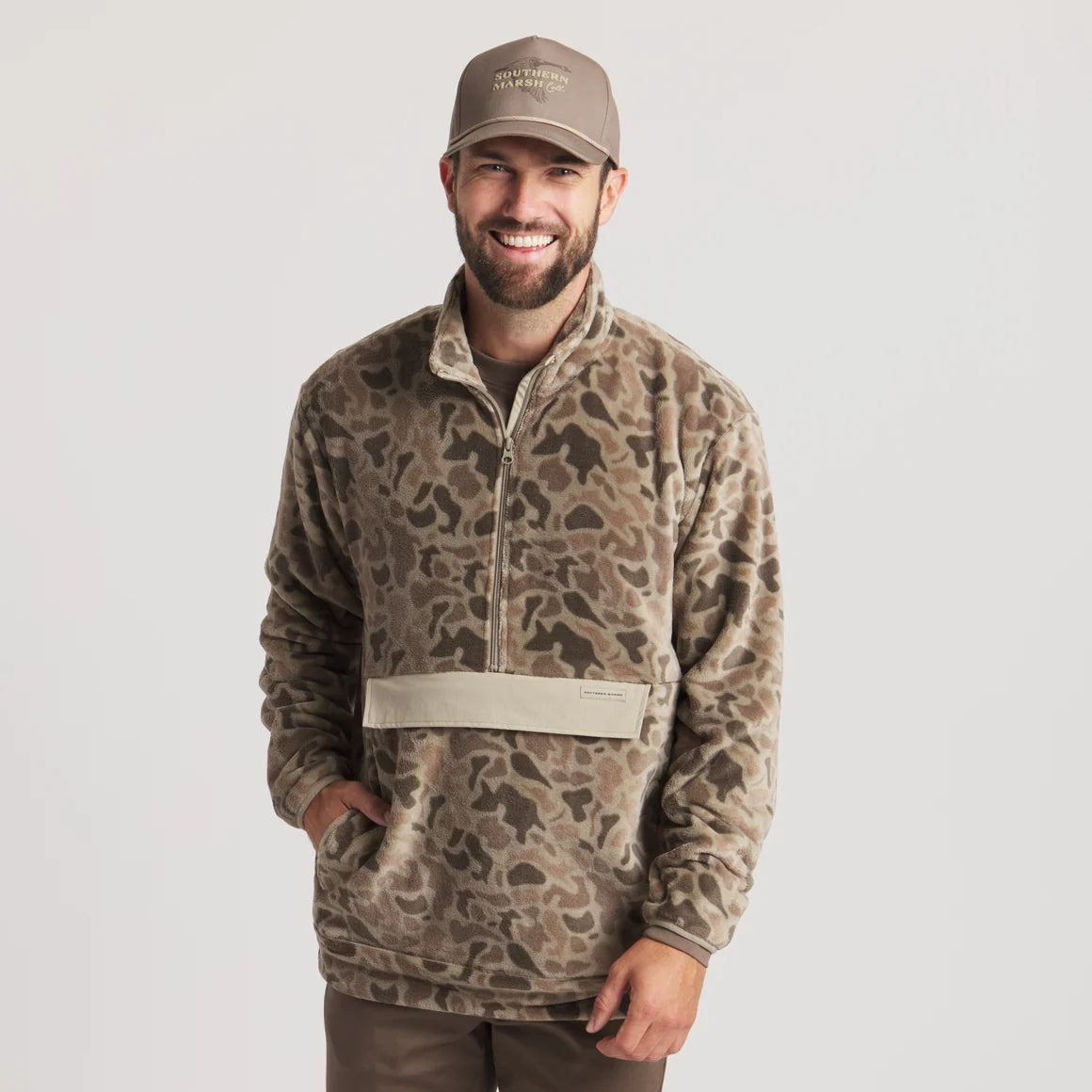 Southern Marsh Wadsworth Fleece Pullover - Retro Camo Khaki