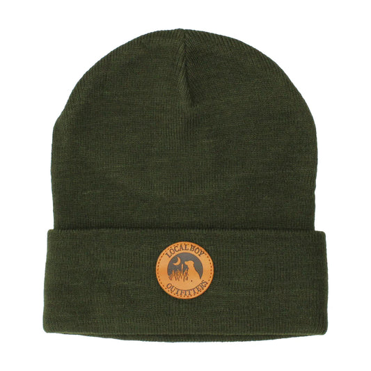 Local Boy Leather Patch Beanie - Olive