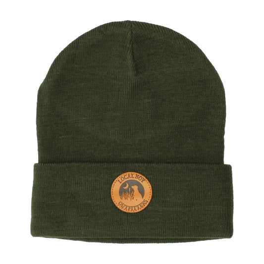 Local Boy Leather Patch Beanie - Olive