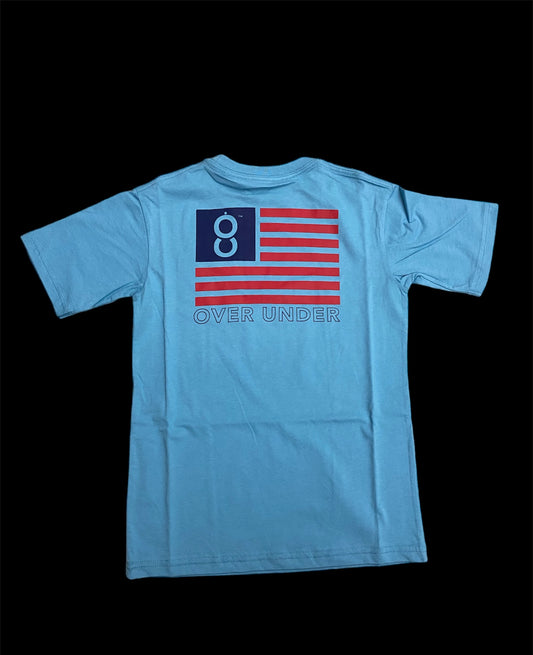 Over Under S/S Youth  Double Barrel American T- Shirt - Sky  blue