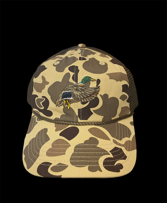 Heybo Embroidered Mallard Rope Unstructured Hat - Camo
