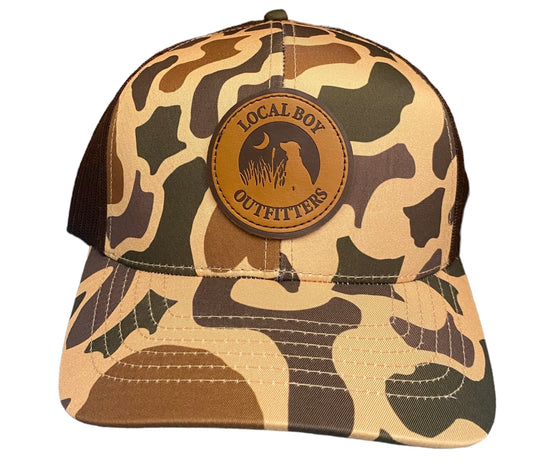 Local Boy Trucker Leather Patch Old School Camo