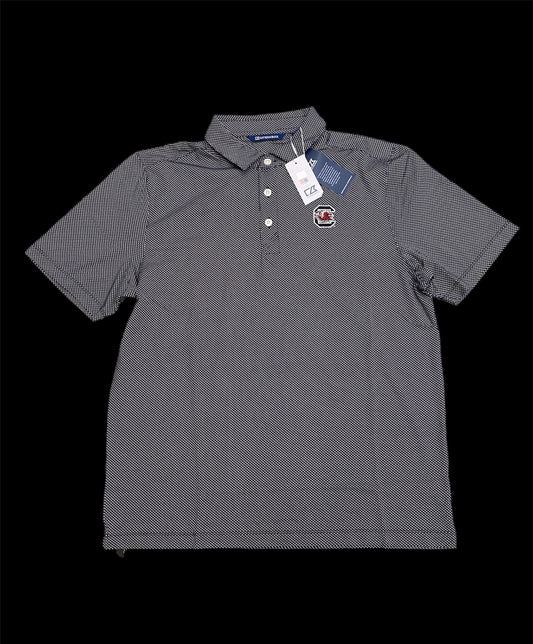 Cutter & Buck Pike Eco Symmetry Print Stretch Recycled USC Polo -Black/White