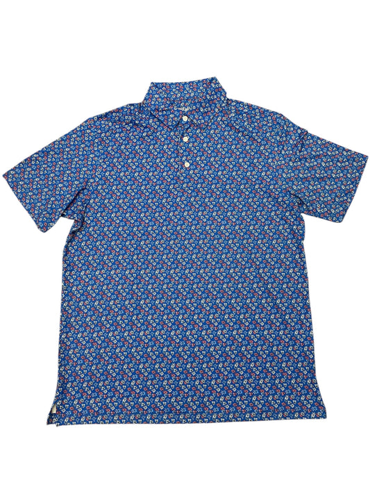 Meripex Floral Polo -Blue/White/Red