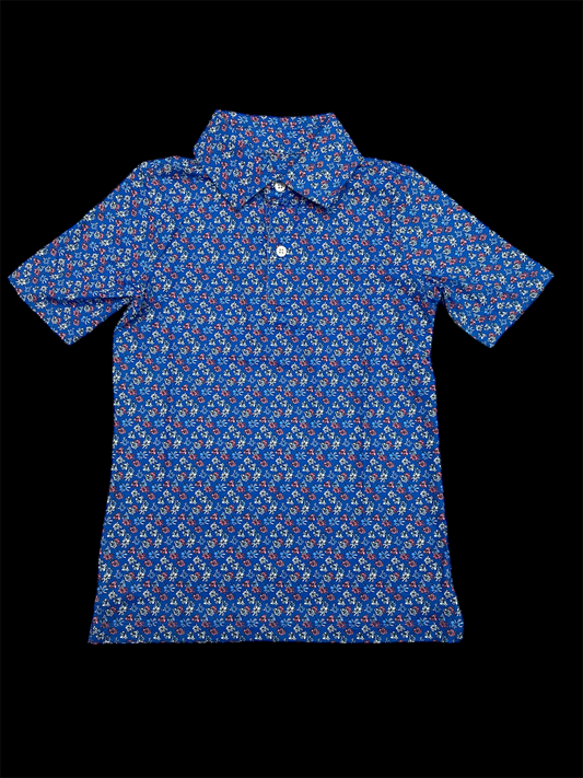 Meripex Youth Floral Polo - Blue