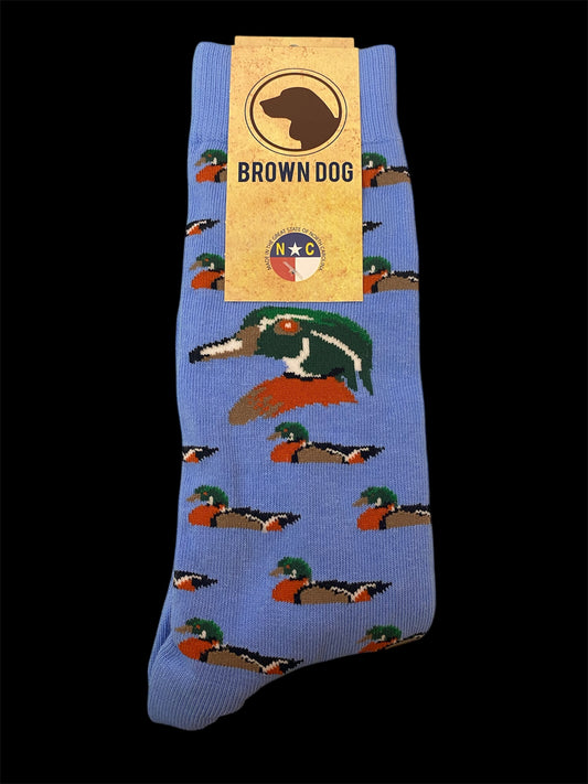 Brown Dog Wood Duck Socks - Della Blue