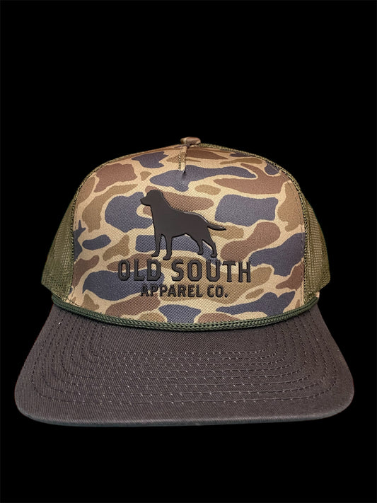 Old South Dog Outline Trucker Hat - Thicket Camo