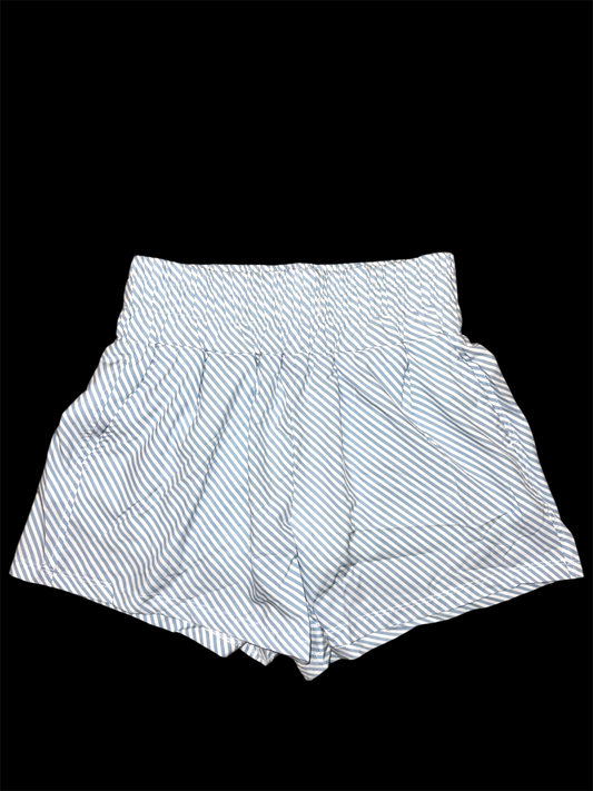 Meripex Womens High Waist Shorts - Blue/White Stripe