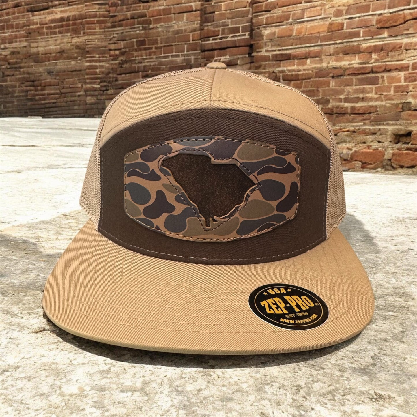 Zep-Pro 7 Panel Brown/Khaki Hat - Camo SC Cutout