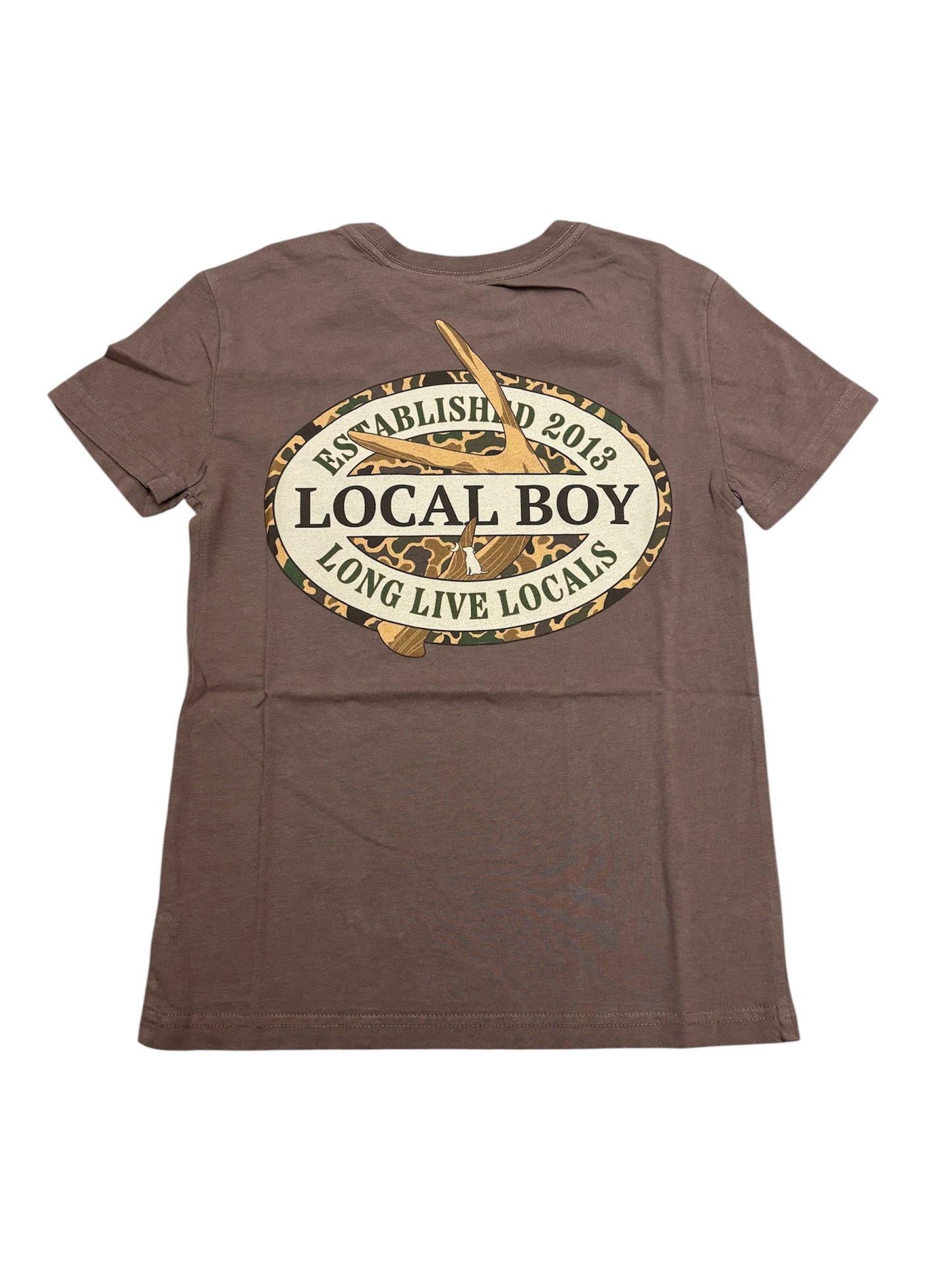 Local Boy Youth Old School Antler Oval Tee - Espresso