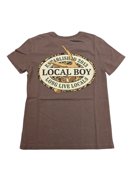 Local Boy Youth Old School Antler Oval Tee - Espresso