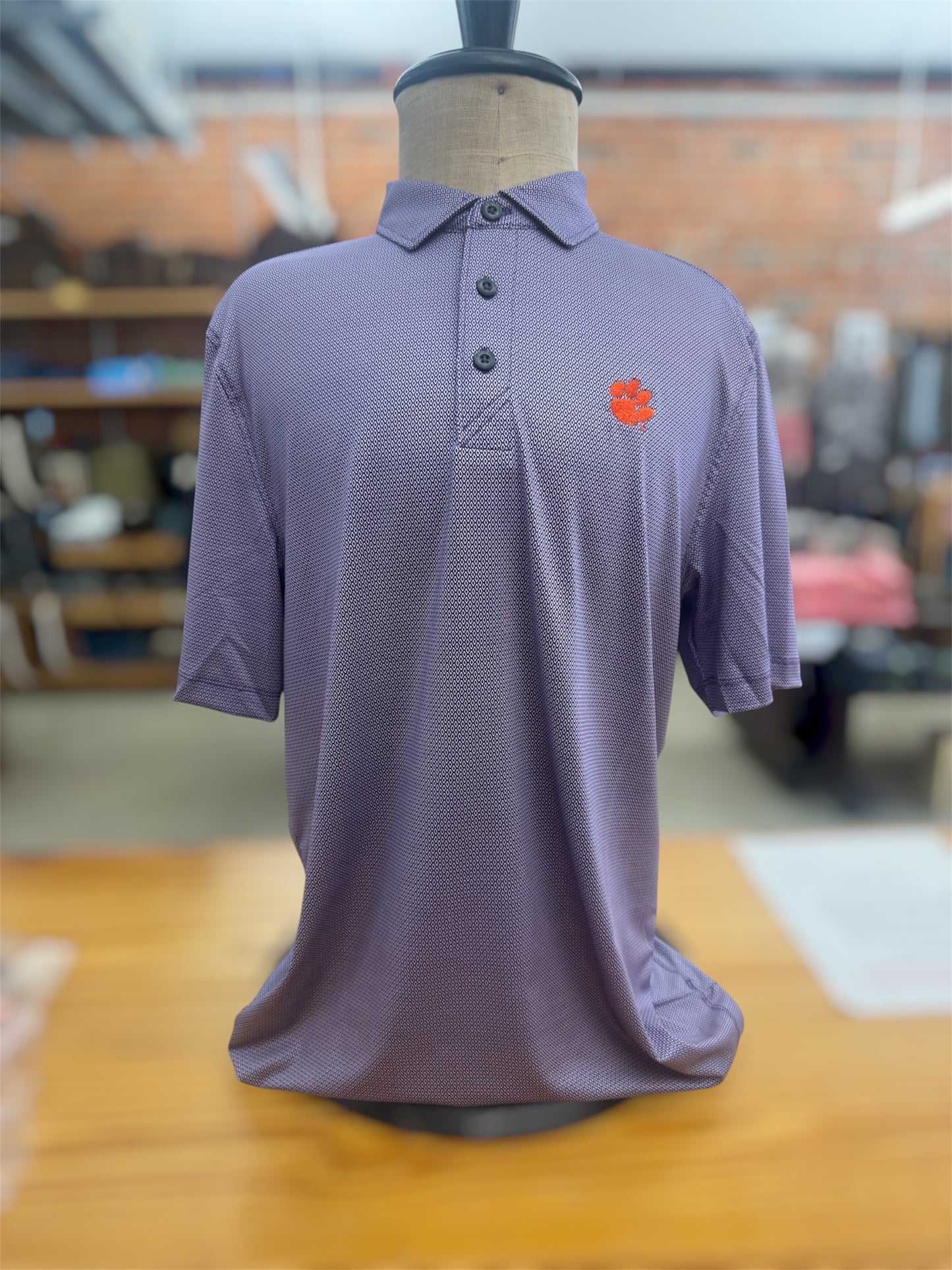 Cutter & Buck Pike Eco Symmetry Polo- Orange Clemson