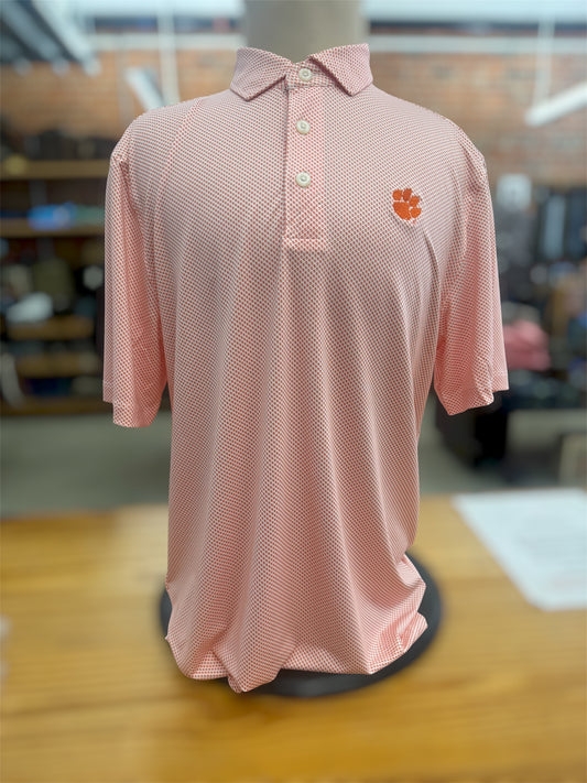Cutter & Buck Pike Eco Symmetry Polo- Orange Clemson