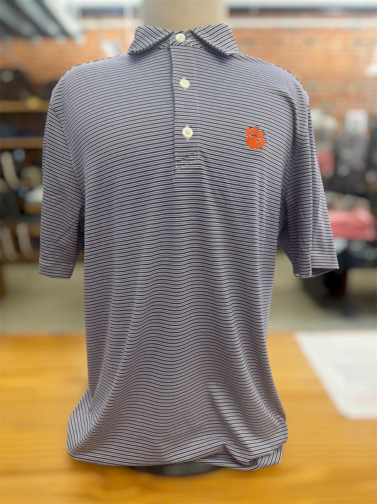 Cutter & Buck Forge Eco Double Stripe Polo- Purple Clemson