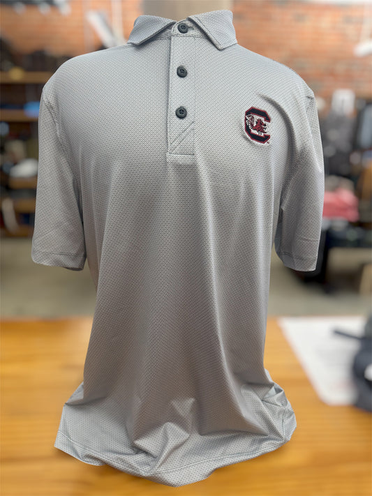 Cutter & Buck Pike Lattice Print Polo Grey Gamecocks