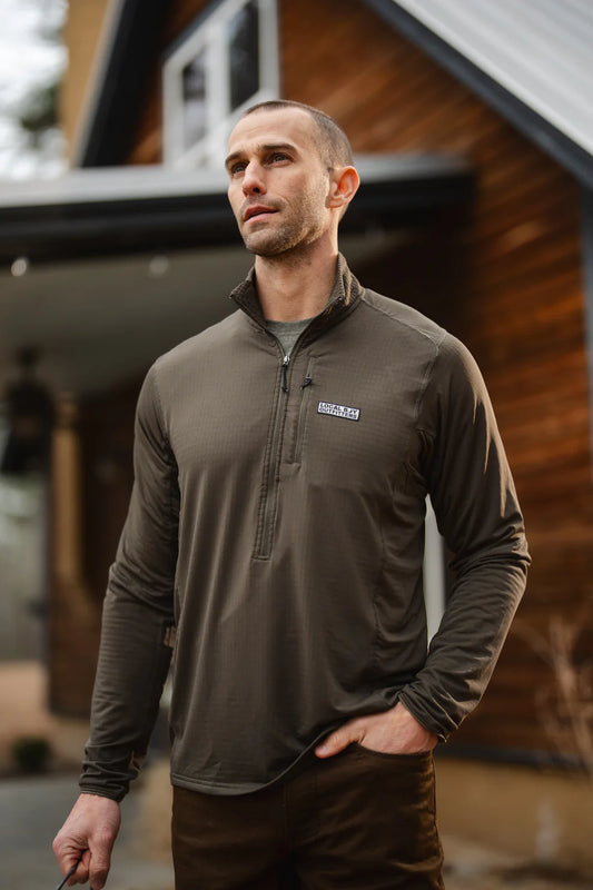 Local Boy Waffle Half Zip - Deep Mocha