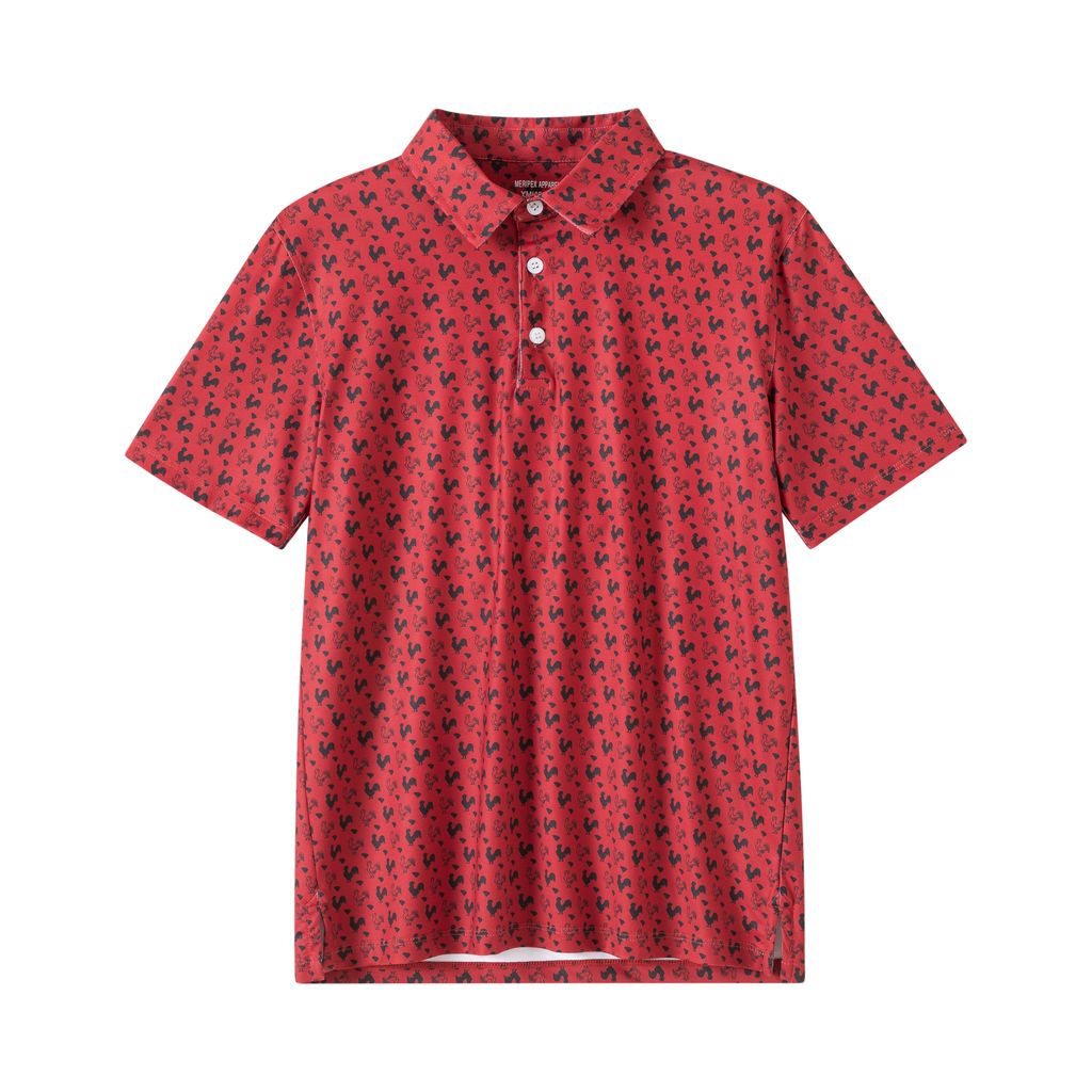 Meripex Performance Polo Rooster SC Outline - Garnet/Black