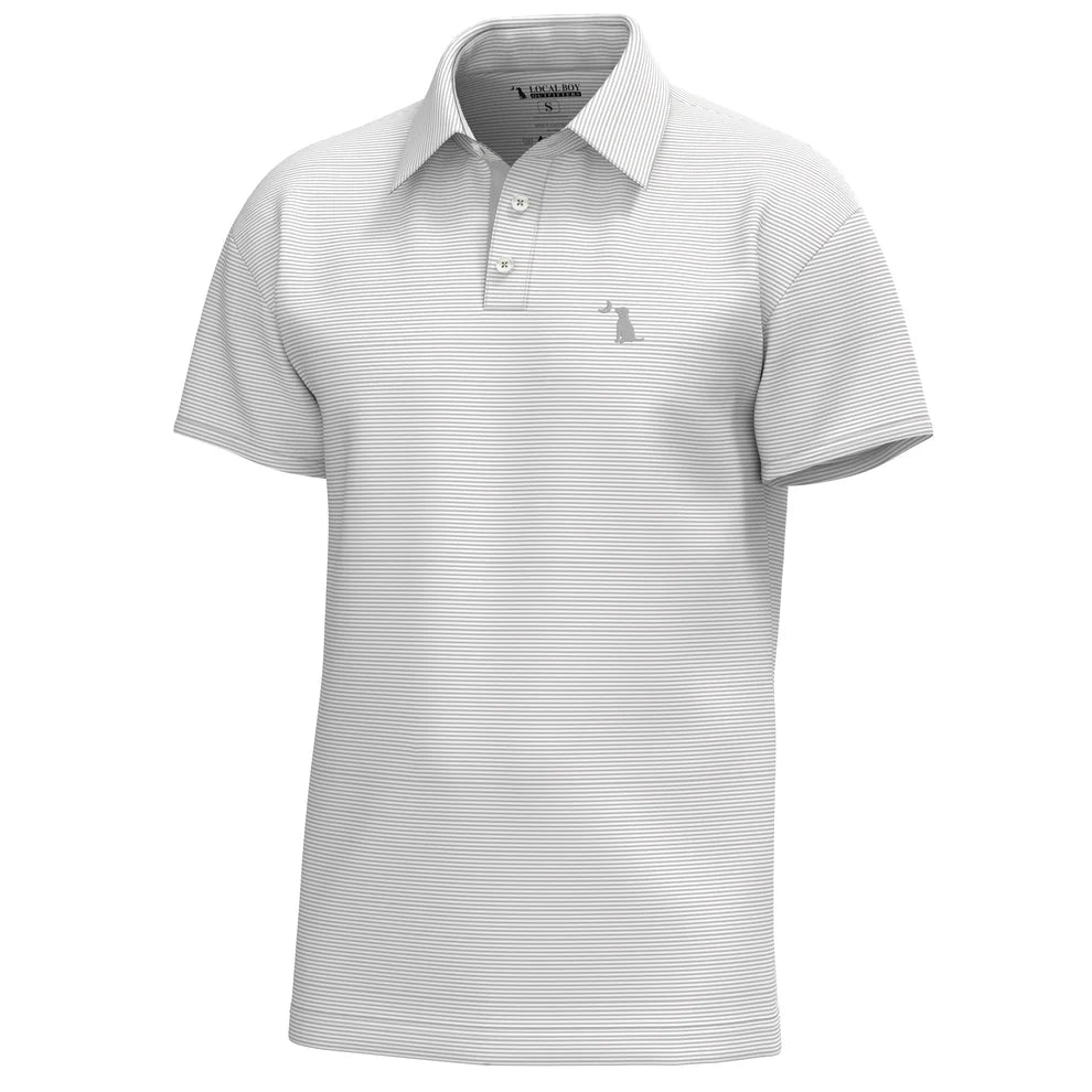 Local Boy Palms Polo - Light Gray/White