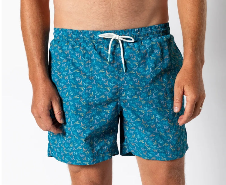 Duck Head 6" Print Sailport Swim Short - Sail Blue