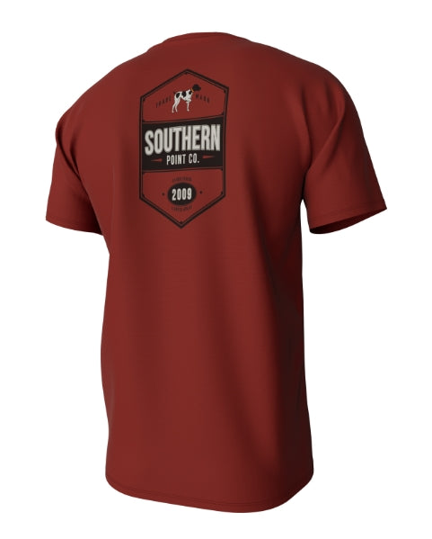 Southern Point Greyton Badge Tee- Chili Oil