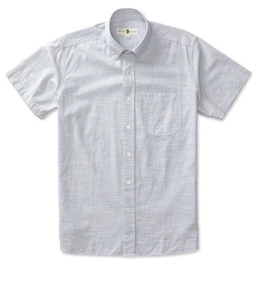 Duck Head Cotton Slub Sport Shirt Hubert Stripe - Tempest Blue