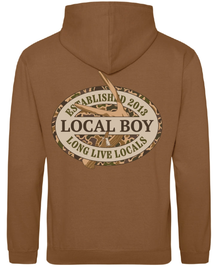Local Boy Hoodie Old School Antler - Caramel Toffee