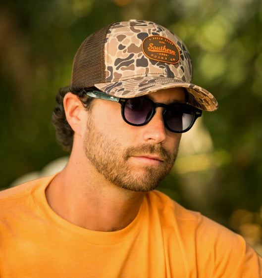 Southern Point Old School Trucker Hat - Camo/Brown