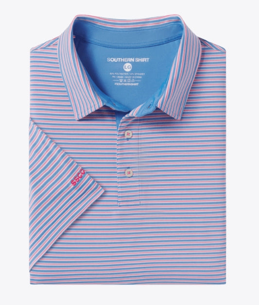 SSCO Crestline Stripe Polo - Rocket Pop