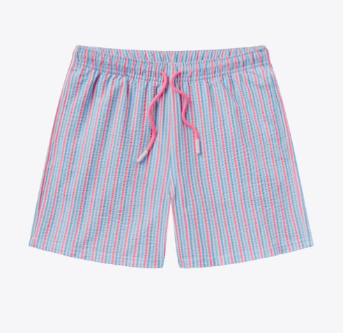 SSCO Youth Clubhouse Seersucker Swim Shorts - Berry Tide