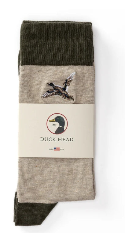 Duck Head Embroidered Mallard Sock - Stone Heather