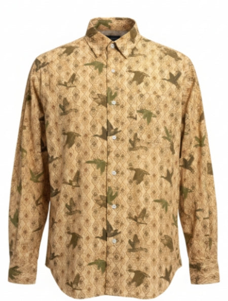 Prairie Oaks The Lodge Button Down - Khaki Diamond Ducks