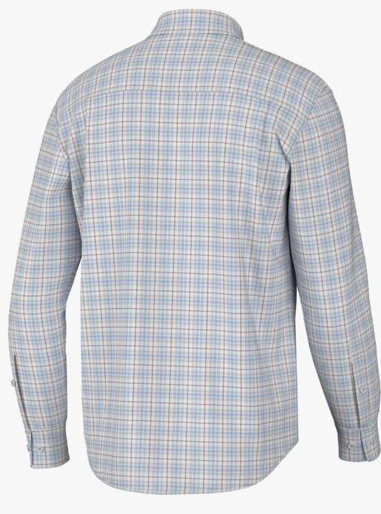 Southern Point Hadley Luxe Lite Long Sleeve Button Down - Harvey Plaid Blue Sky & Burnt Sienna